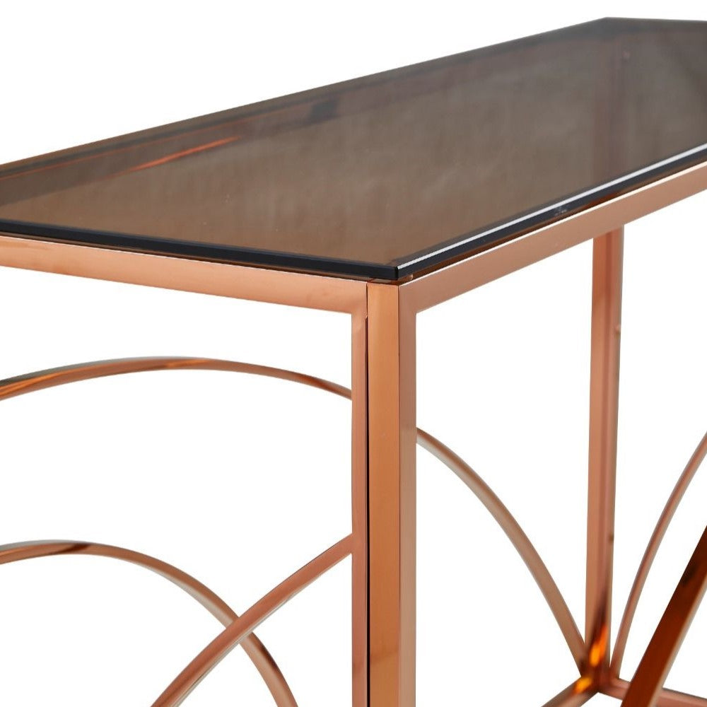 Chic 15149 Rose Gold Console Table Annaghmore - close-up of edge