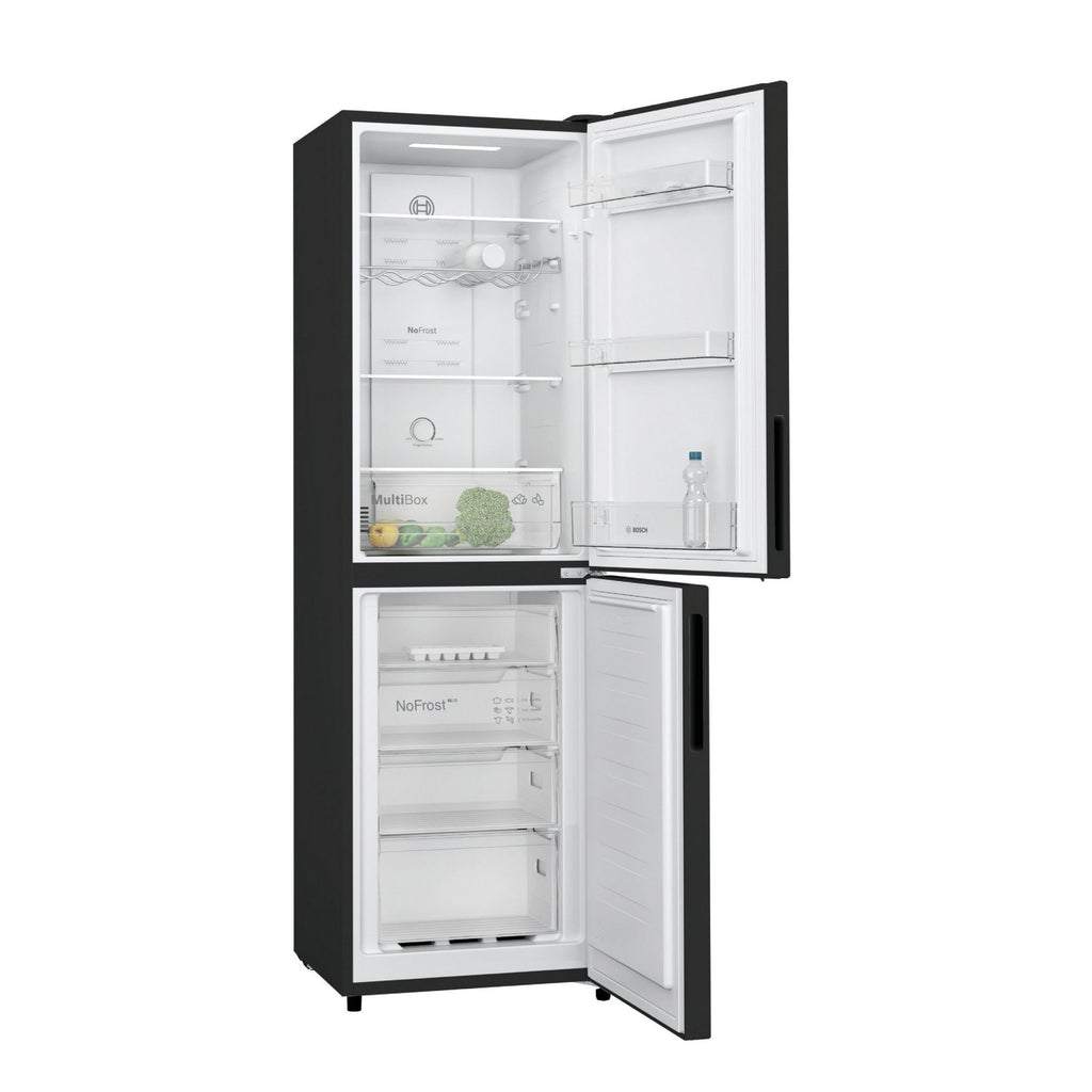 Bosch KGN27NBEAG FreshSense Frost Free Fridge Freezer Black - fridge freezer with both doors open