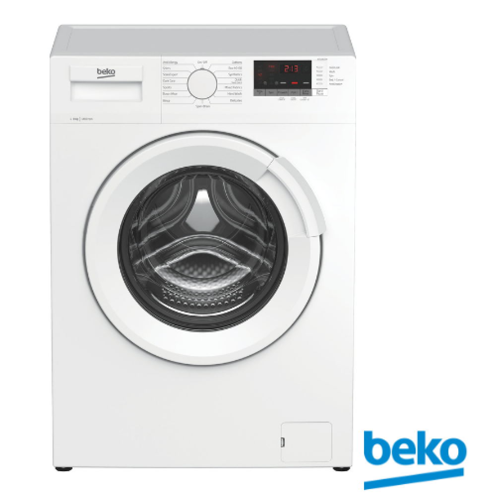 Beko WTL84151W Freestanding 8Kg Washing Machine 1400 Spin - White Washing Machine with Beko Logo