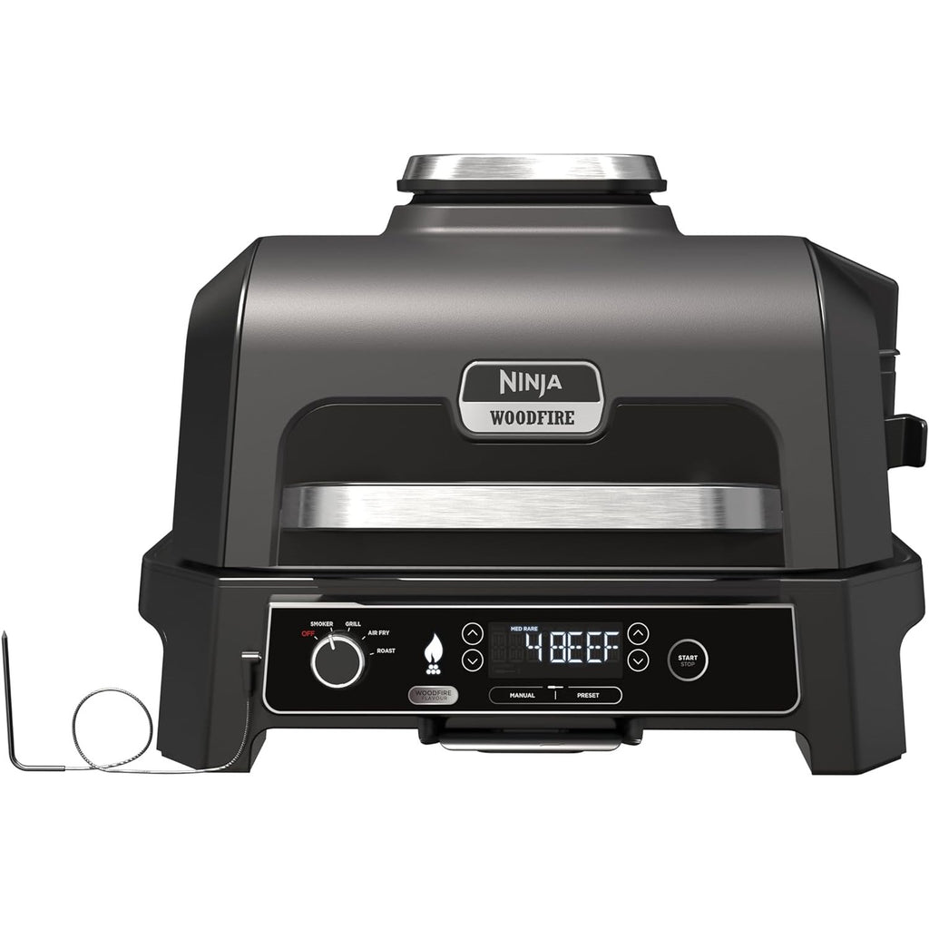 Ninja OG850UK Woodfire Pro XL Electric BBQ Grill & Smoker - front of the BBQ