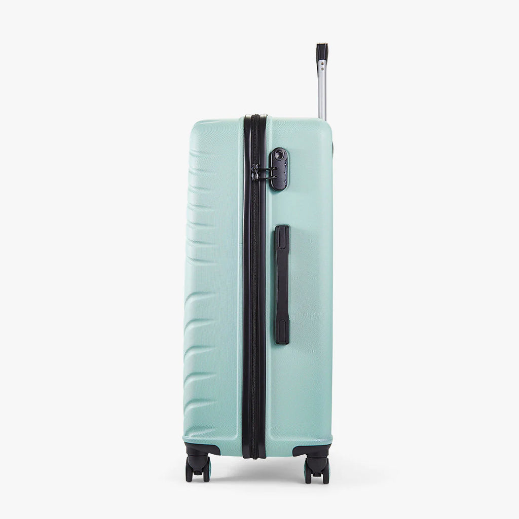 Rock TR0263GRNLGE Santiago Large Suitcase Mint Green - side of suitcase in an upright position