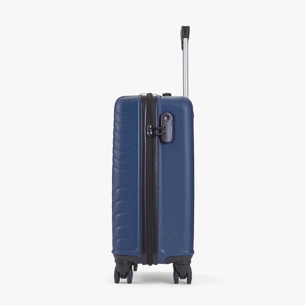 Rock TR0263NAVSM Santiago Small Suitcase Navy - side of suitcase in an upright position