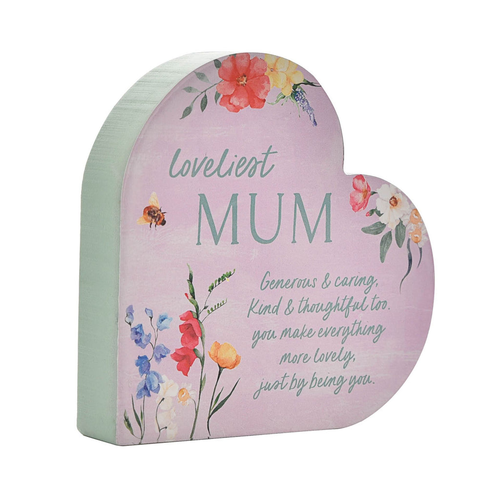 TC107M The Cottage Garden 3D Heart "MUM" - front of product at an angle