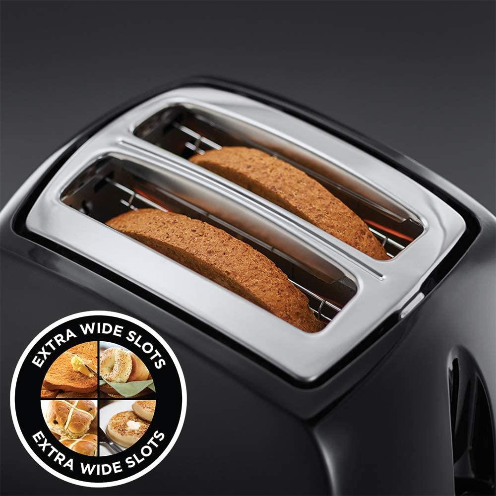 Russell Hobbs 21641 Textures 2 Slice Toaster Black with extra wide slots