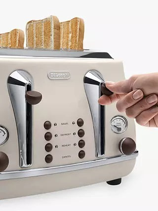 Vintage Icona 4 Slice Toaster, Cream Buttons
