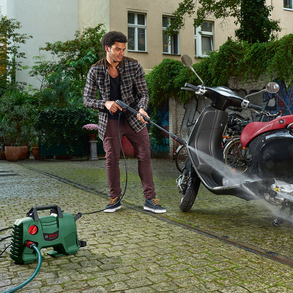 Bosch Pressure Washer Aquatak 110 Electric used to clean scooter