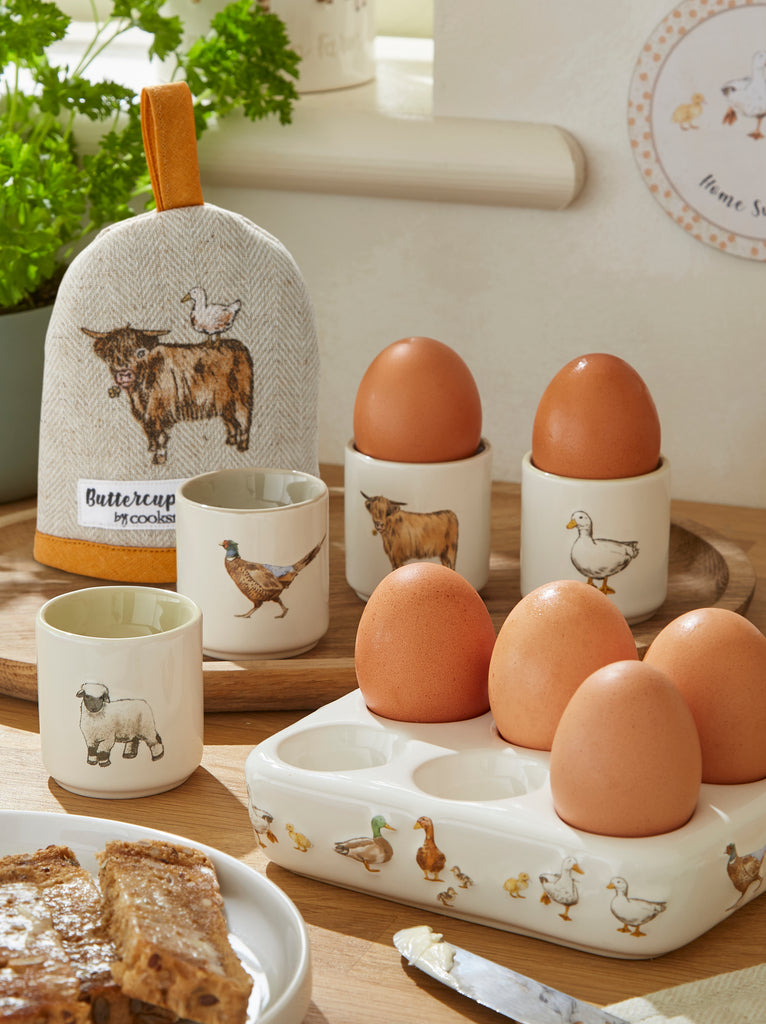 Buttercup Farm Ceramic Egg Storage, cups with cosy