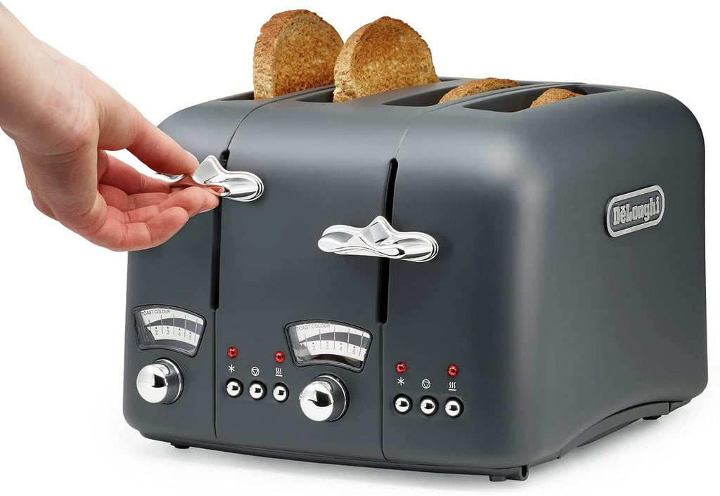 Argento 4 Slice Toaster Grey Toasting Bread
