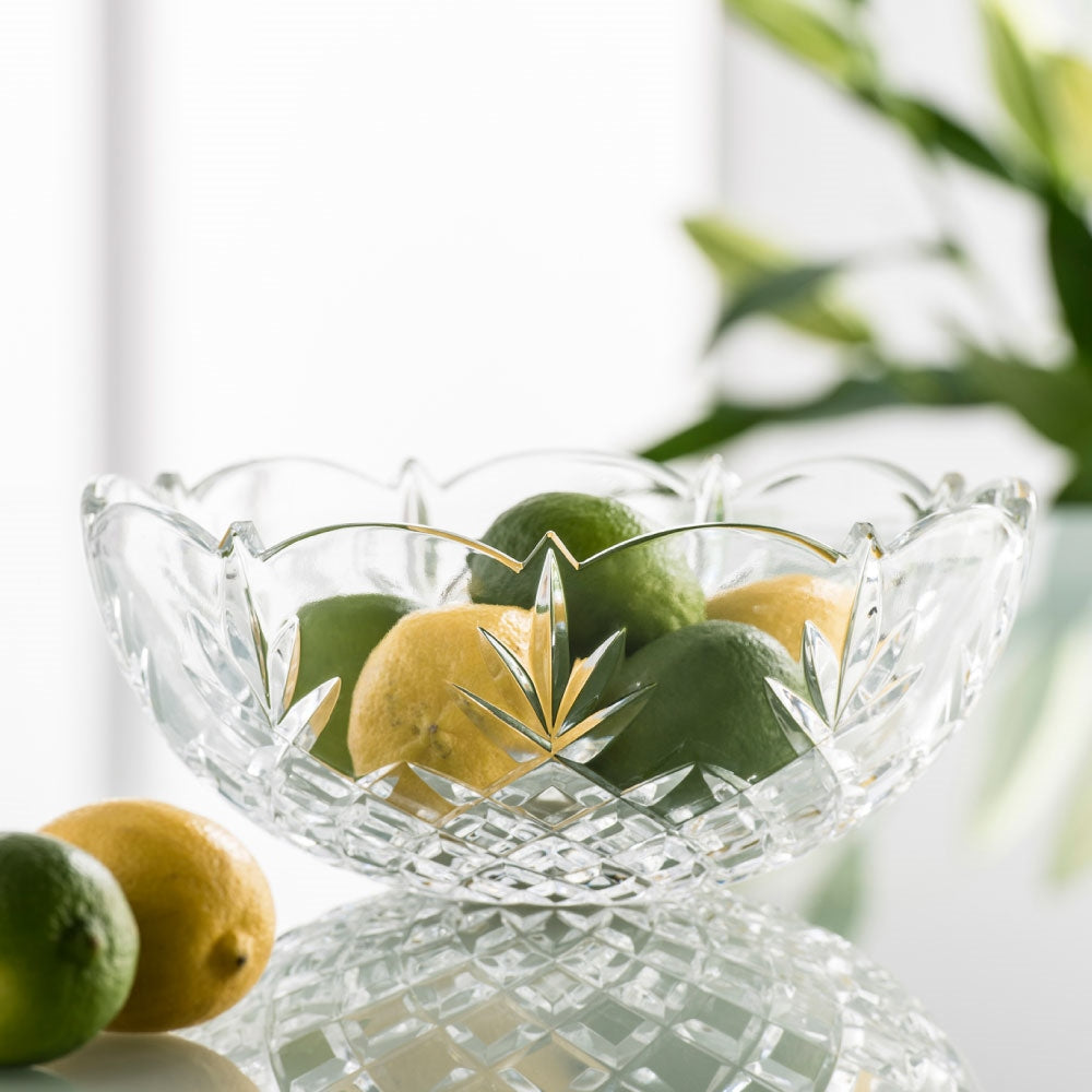 Galway Crystal Renmore 9" Bowl with limes & lemons