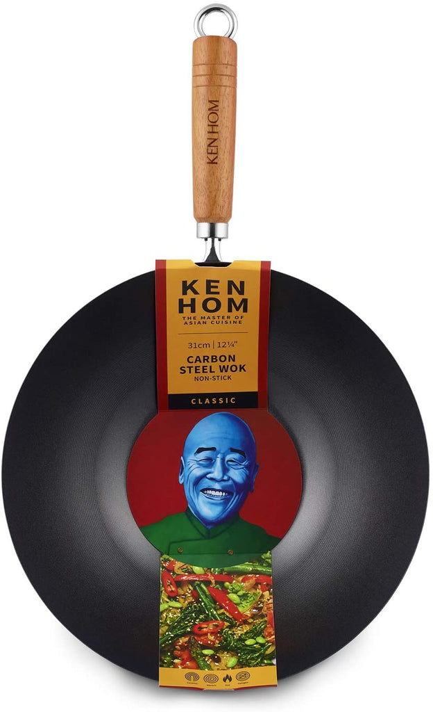 Ken Hom Classic Non-stick Carbon Steel Wok, 31cm with outer packaging