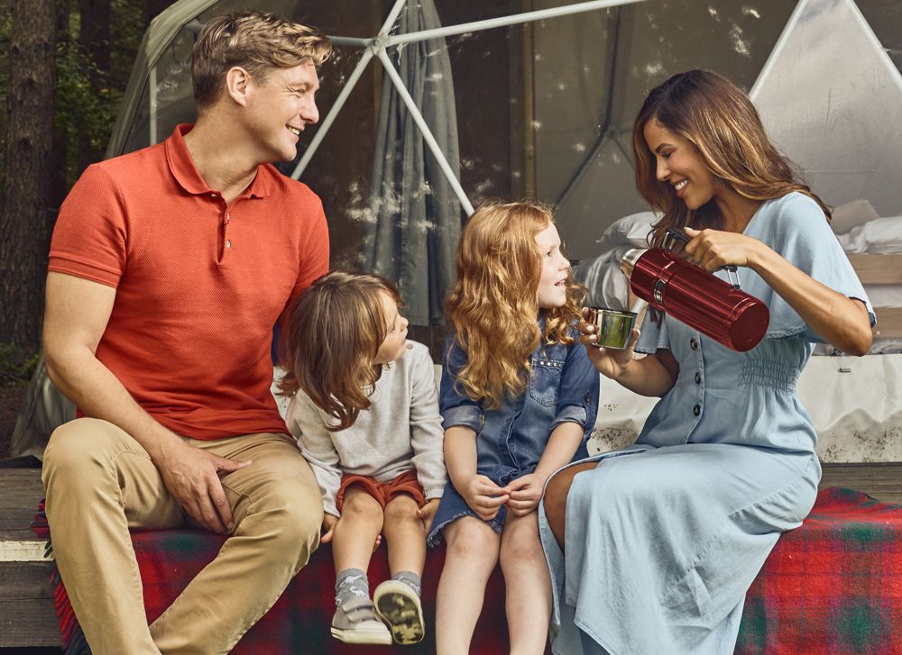 Family using Thermos King Flask Red 