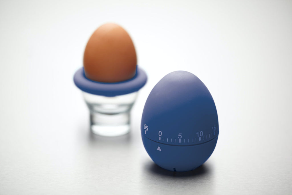 blue egg timer with egg cup 