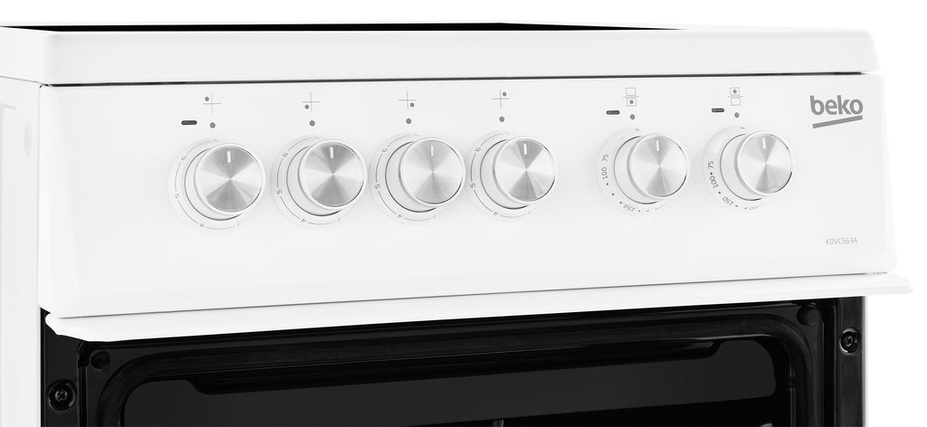 Beko KDVC563AW Double Oven Electric Cooker White Up close