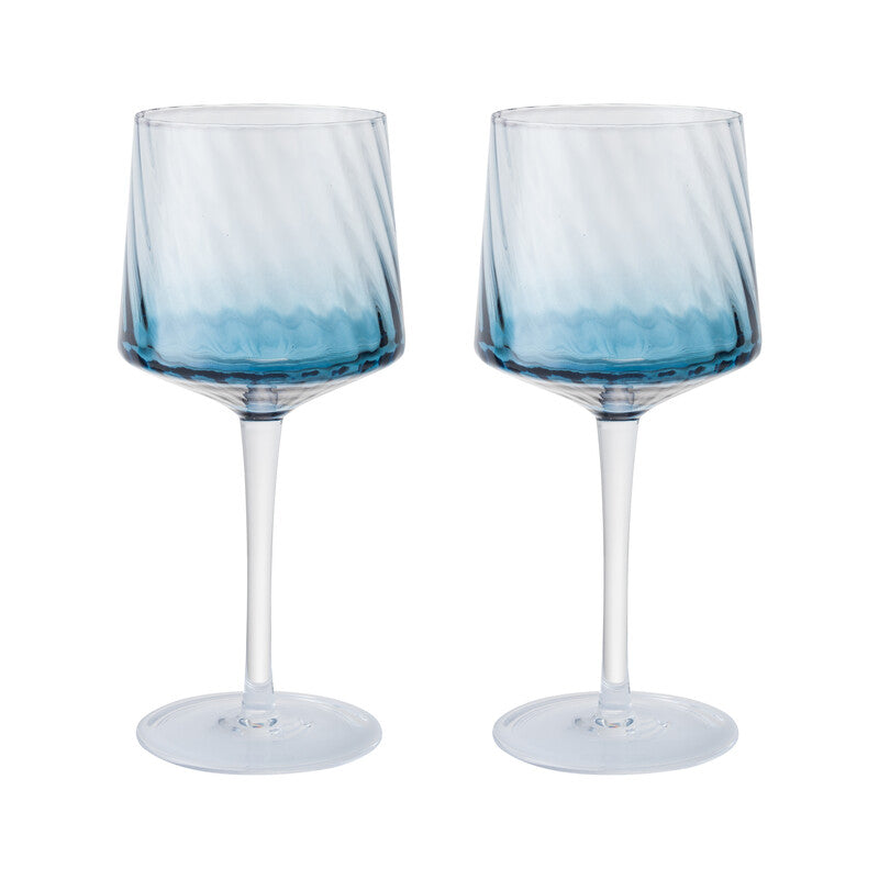 Contemporary Fluted Blue Gin Glasses Set Of 2