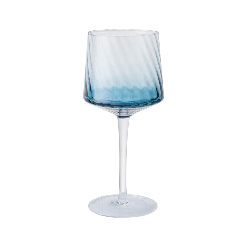Single Contemporary Fluted Blue Gin Glass