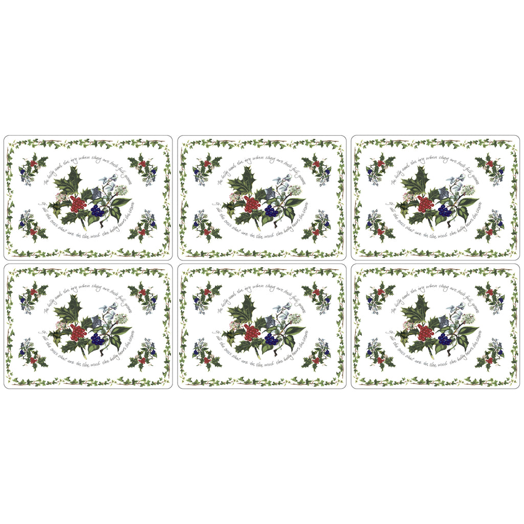 The Holly & The Ivy Set Of 6 Placemats & Set Of 6 Coasters Portmeirion