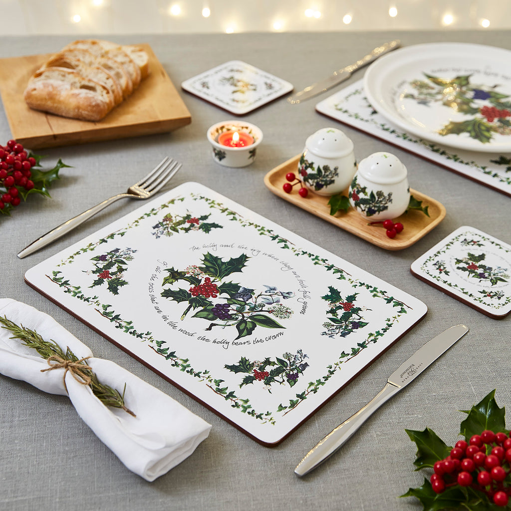 The Holly & The Ivy Set Of 6 Placemats & Set Of 6 Coasters Portmeirion lifestyle