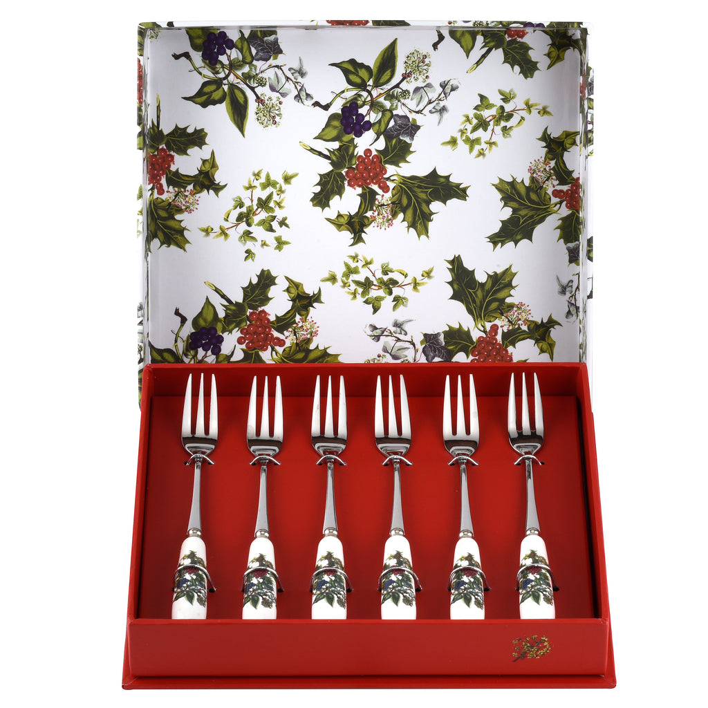 The Holly & The Ivy Pastry Forks Set Of 6 Portmeirion