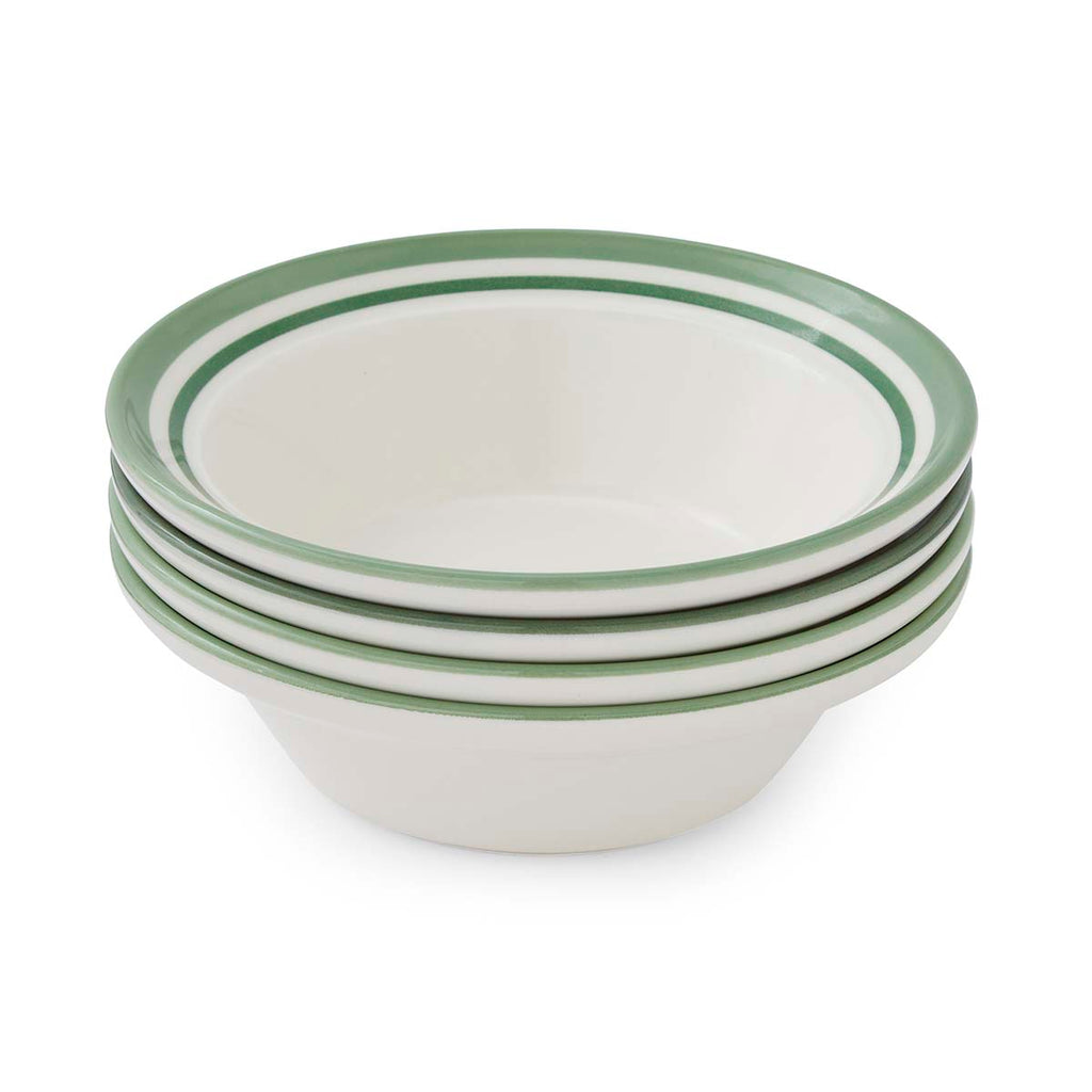 Potter's Stripe Oatmeal Bowls stacked, Green