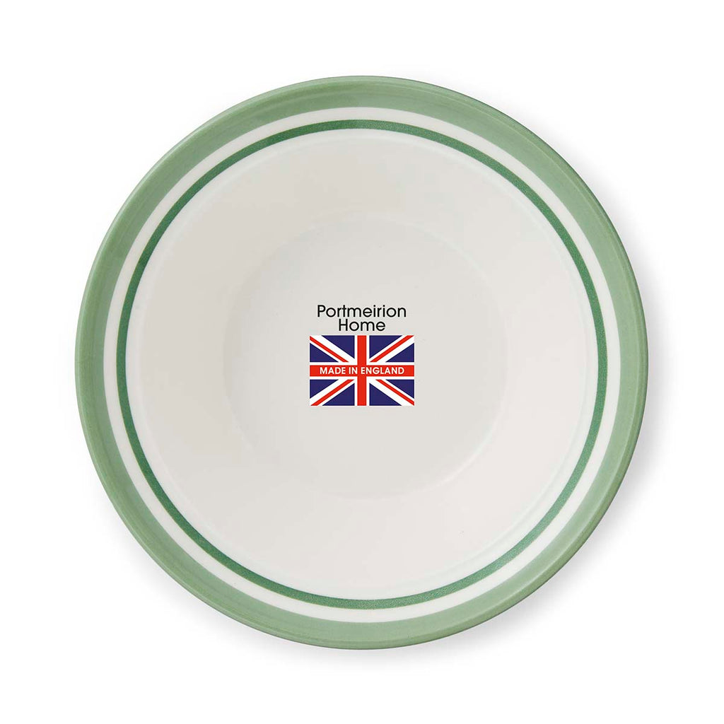 Potter's Stripe Oatmeal Bowl, Green, Made in England label