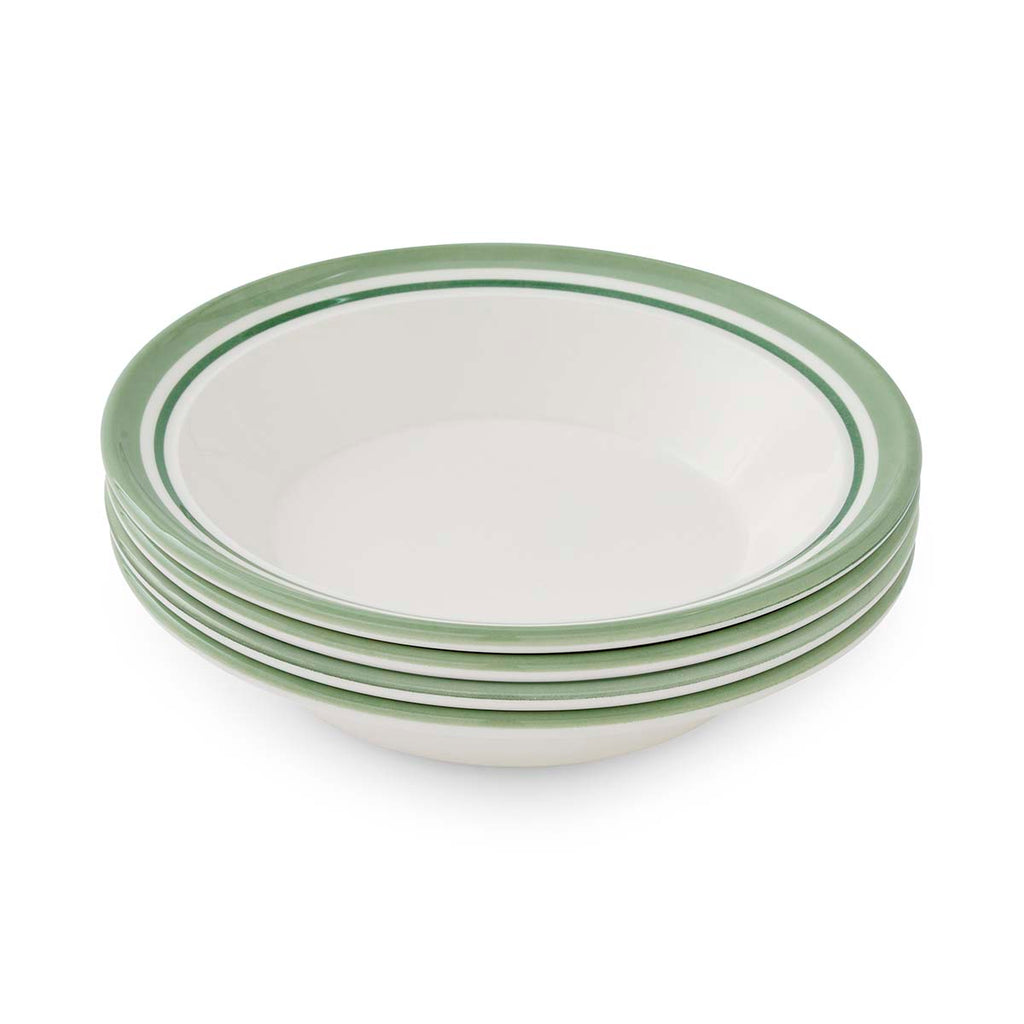 Potter's Stripe Green Soup Plates stacked