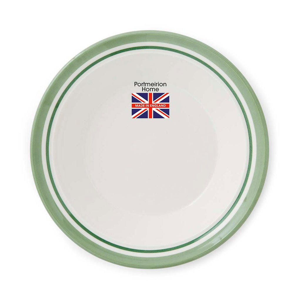 Potter's Stripe Green Soup Plate Made in  England label