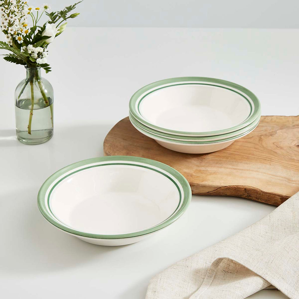 Potter's Stripe Green Soup Plate lifestyle
