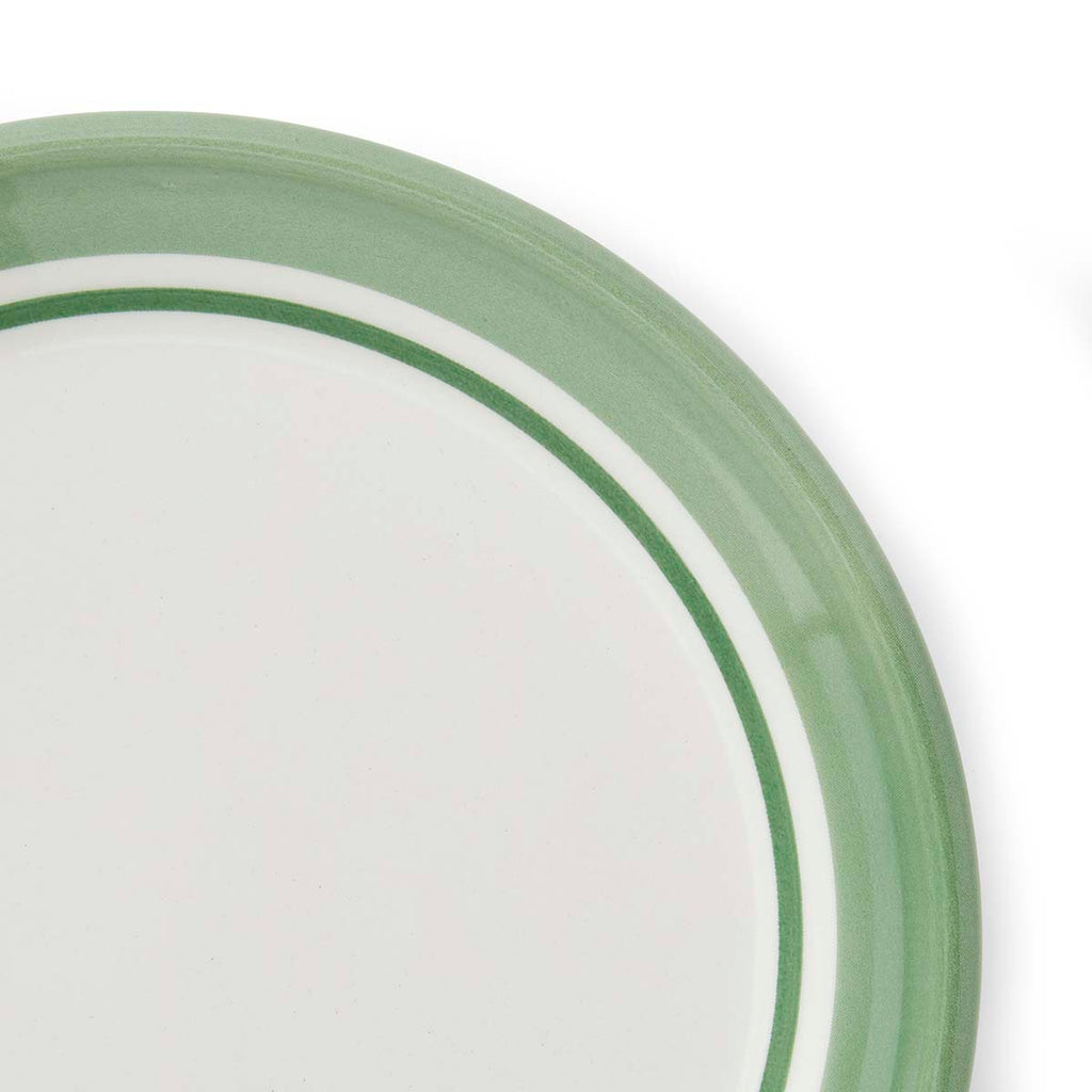 Potter's Stripe Green Bread Plate up close