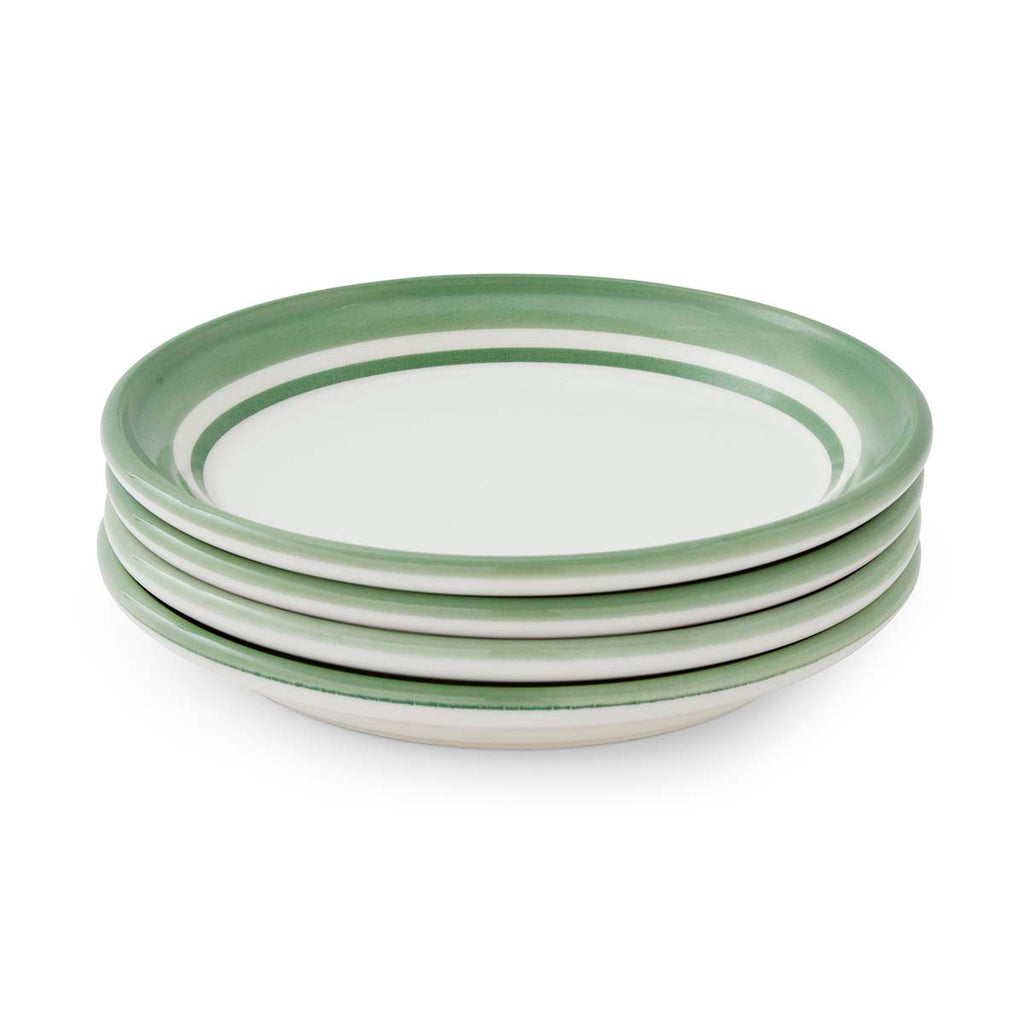 Potter's Stripe Green Bread Plates stacked