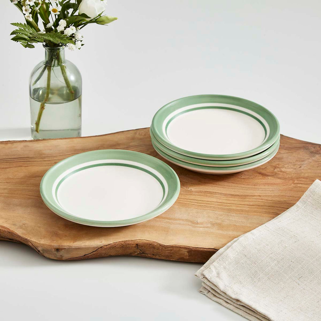 Potter's Stripe Green Bread Plate lifestyle image