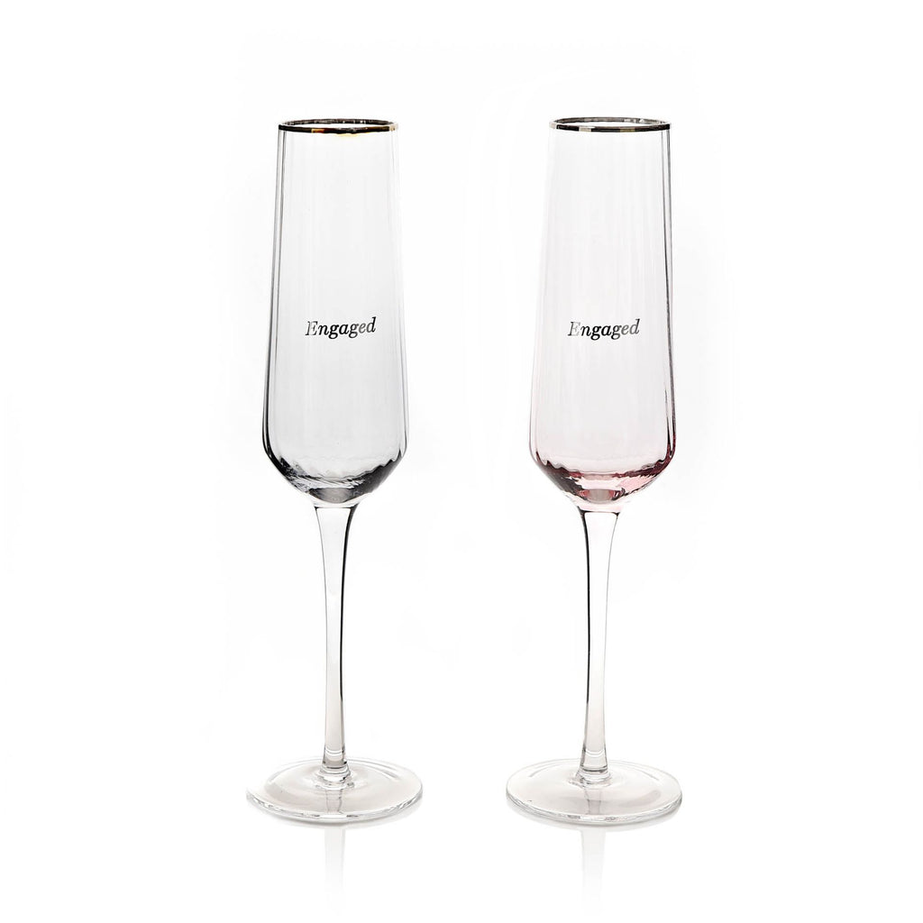 AM221 Amore Engaged Flute Glasses Set Of 2 - 2 glasses pictured