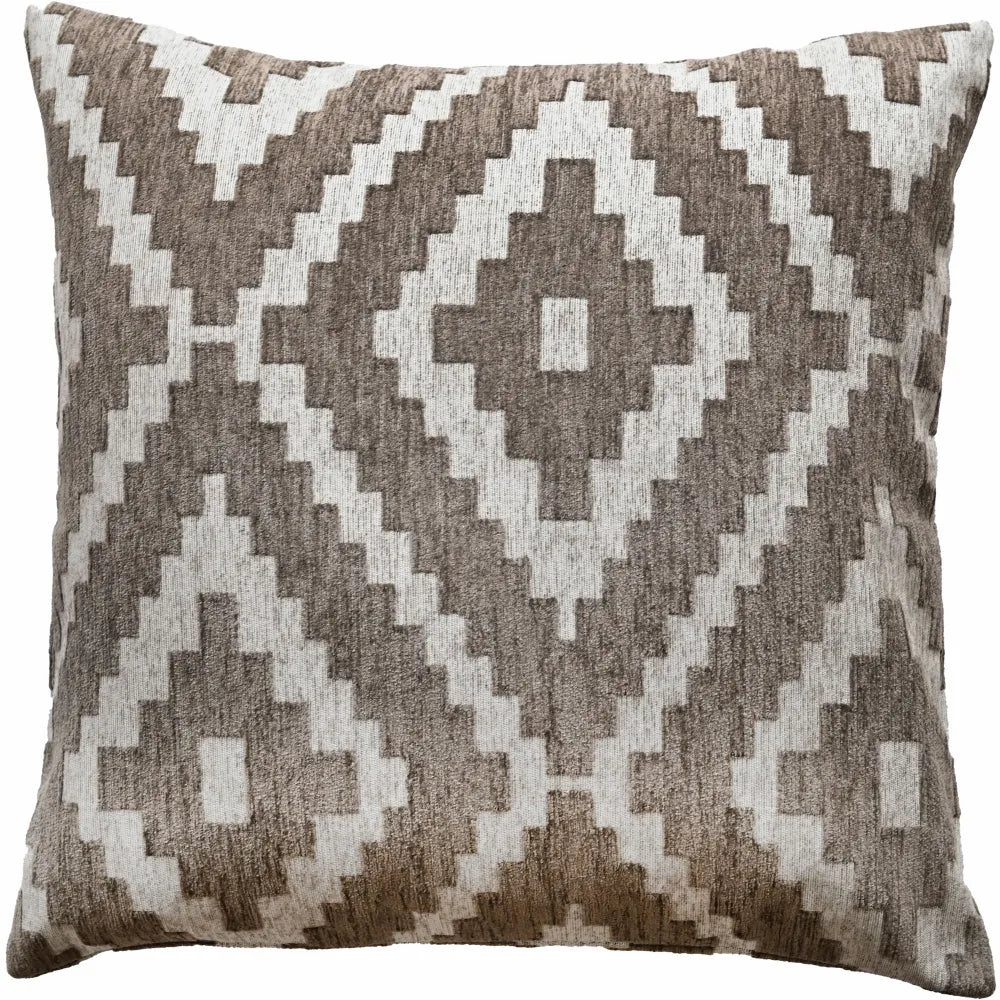 Aztec Jacquard Taupe 45x45 Cushion - front of the cushion showing the design