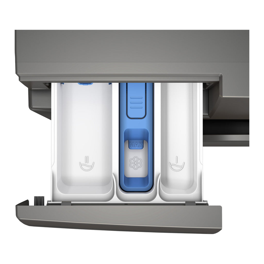 Beko BMN3WT3841S Washing Machine,8kg-1400 Spin Speed - view of the top of the detergent tray showing the dividers for each washing product