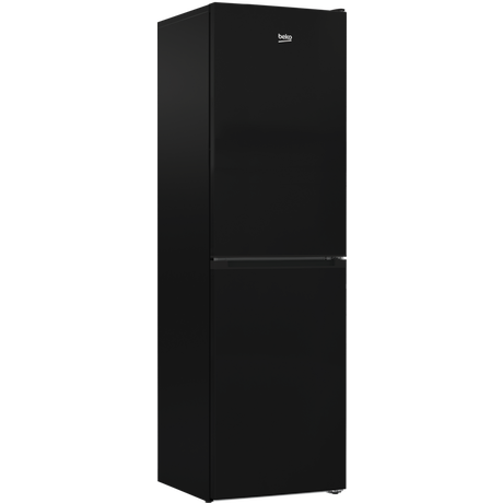 Beko CCFM4582B 55cm 50/50 Frost Free Fridge Freezer - view of front at an angle with side of appliance visible