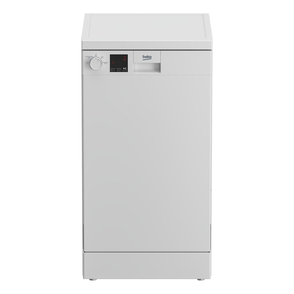 Beko DVS04X20W 45cm Slimline Dishwasher White - front of dishwasher
