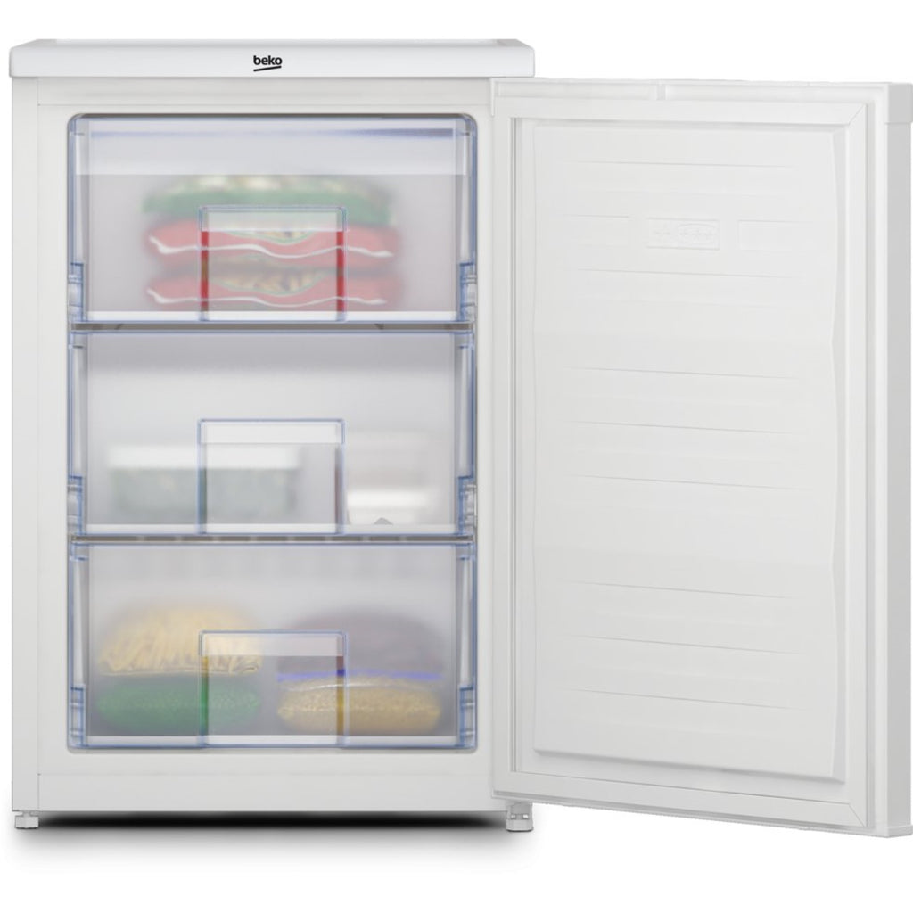 Beko UFF4584W 55cm Frost Free Undercounter Freezer - front with door open