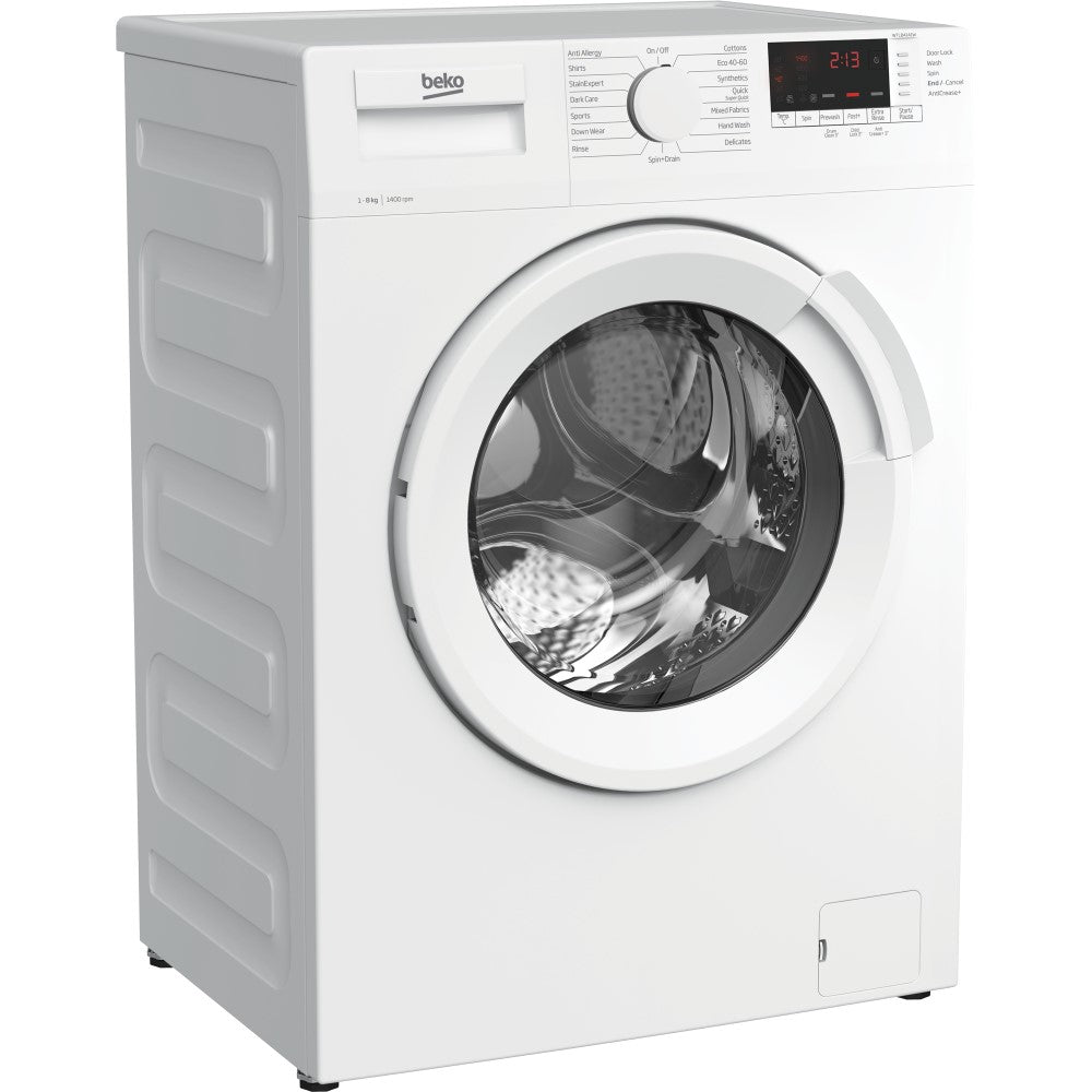 Beko WTL84141LW Freestanding 8Kg Washing Machine 1400 Spin - White - front of washing machine