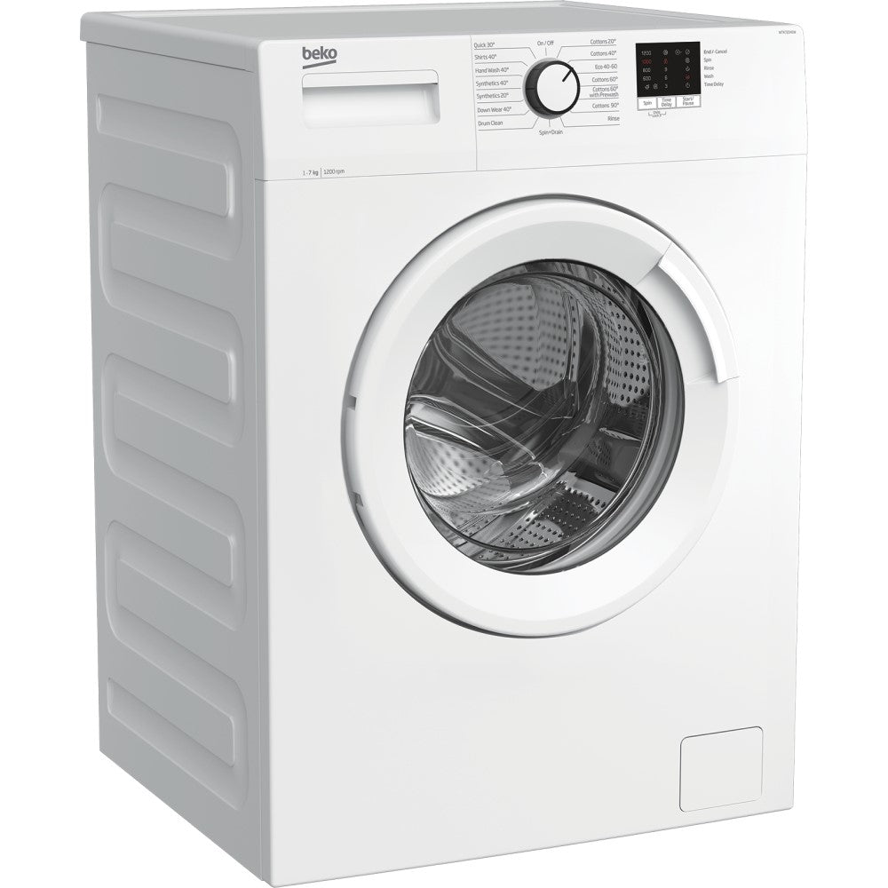 Beko WTK72041W Washing Machine,7kg-1200 Spin Speed - front of washing machine at an angle