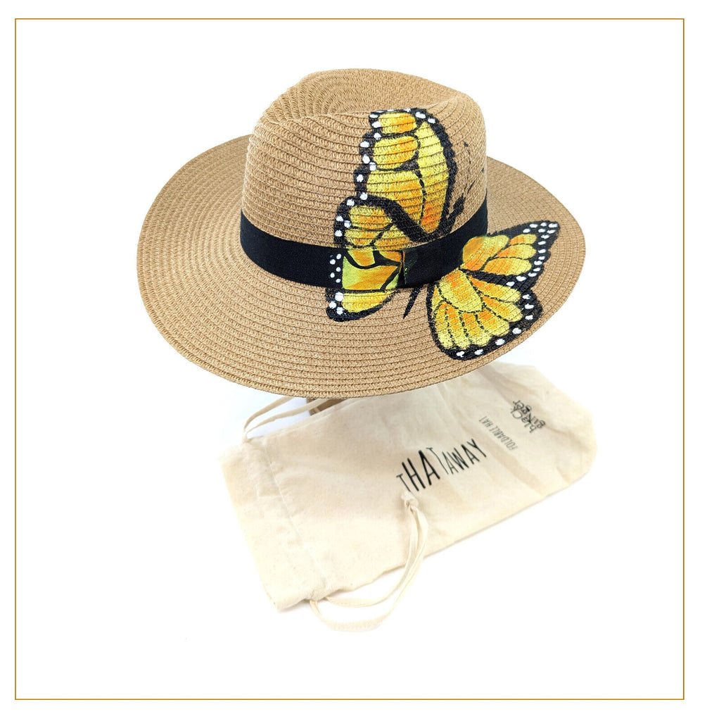 Bella Butterfly Printed Panama Foldable Hat