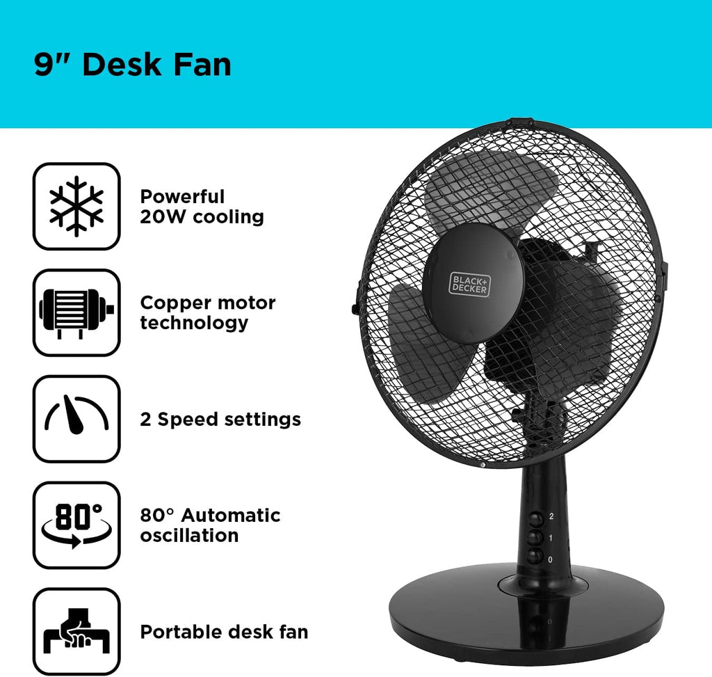 Desk Fan Black features