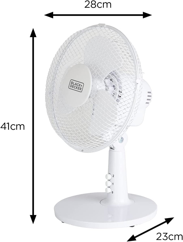 Desk Fan White measurements