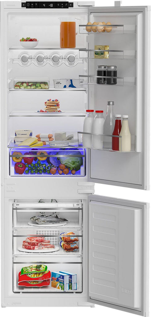 Blomberg KNE4554EVI 70/30 Integrated Frost Free Fridge freezer opened