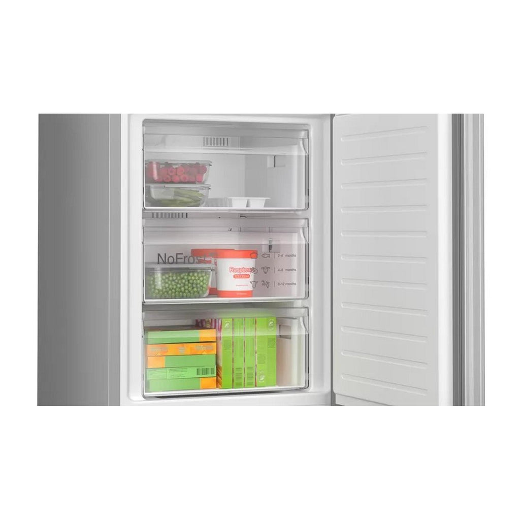 Bosch KGN392LDFG Frost Free Fridge Freezer - close-up of the freezer compartment populated with frozen foods