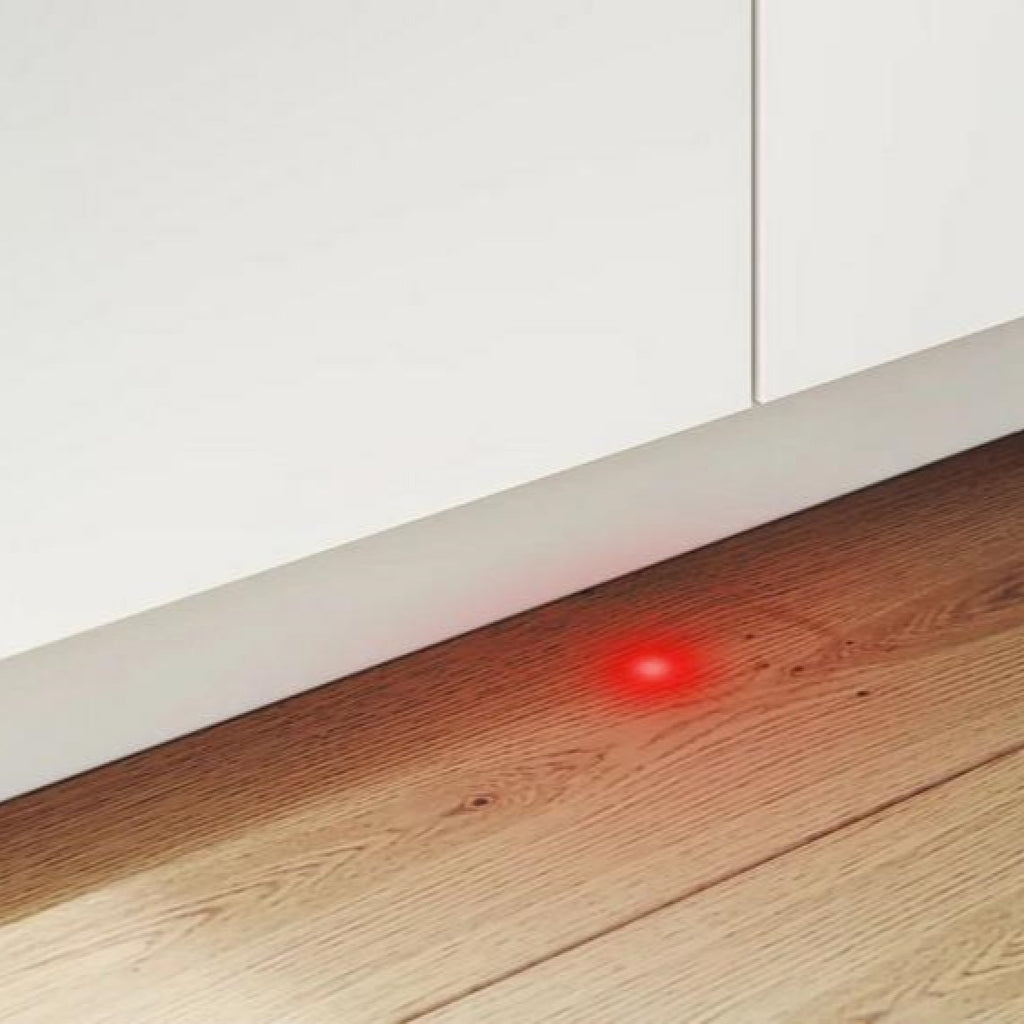 Bosch SMV4HVX00G Fully Integrated Dishwasher - Bosch dishwasher information ray of light pictured cast on a wooden floor