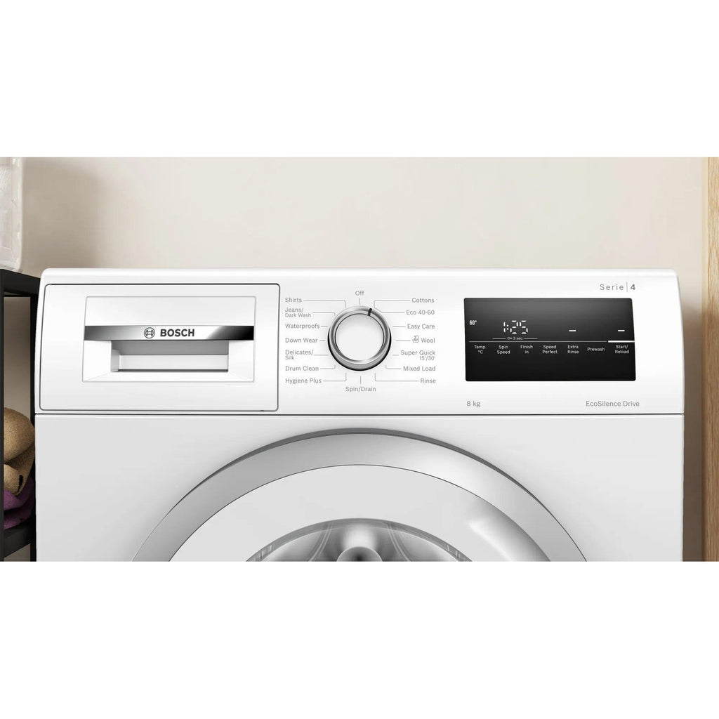 Bosch WAN28258GB Washing Machine 8kg 1400 Spin - front of the Bosch washing machine control panel close-up