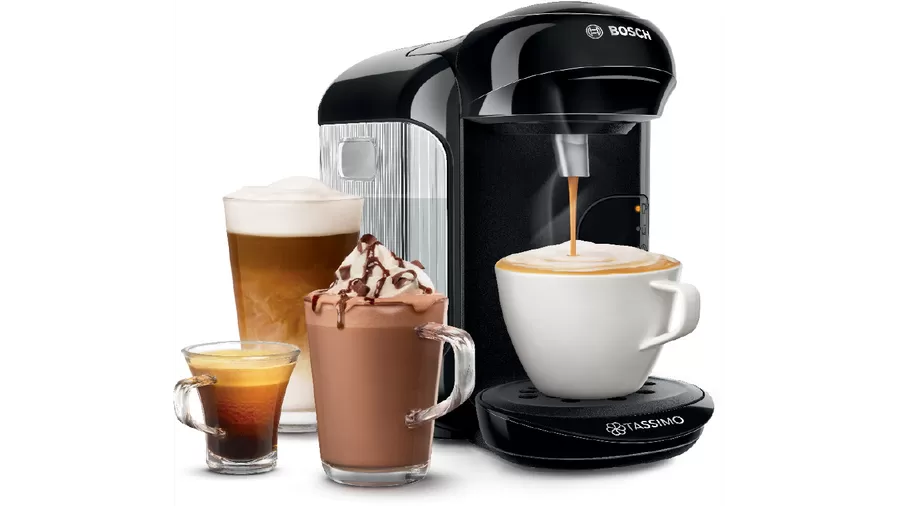Tassimo Coffee Maker Black with different drinks