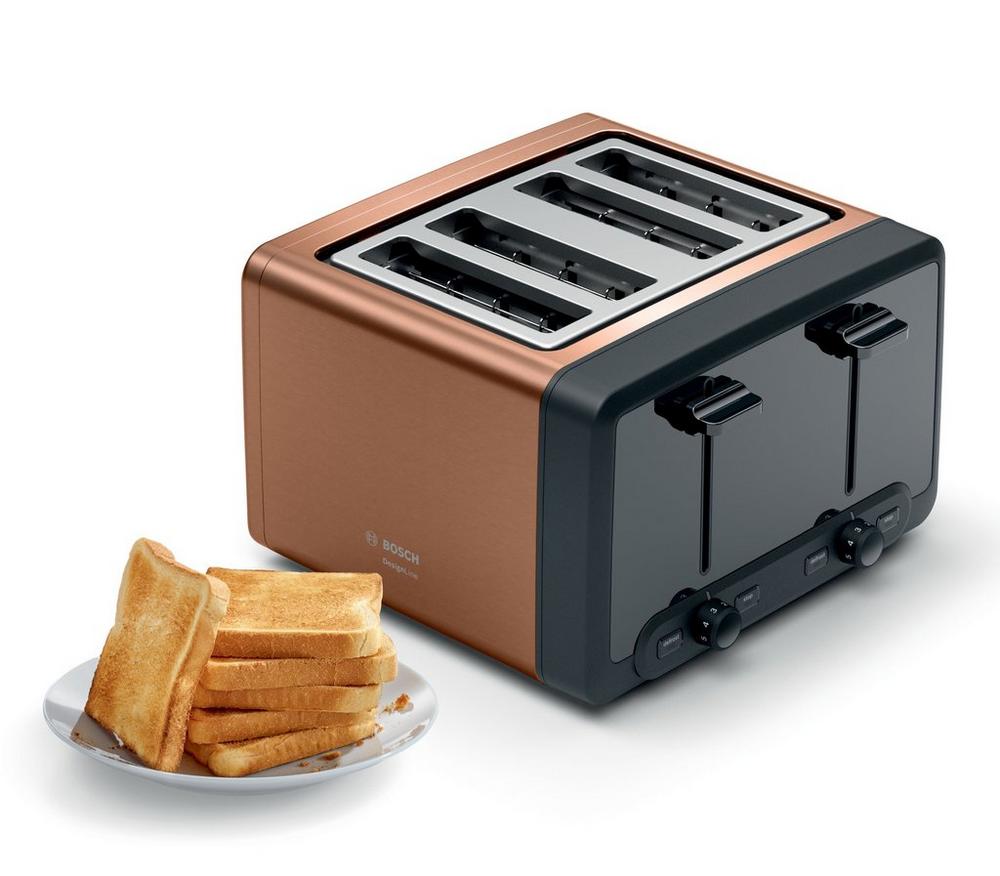  4 Slice Toaster in Copper with toast on the side