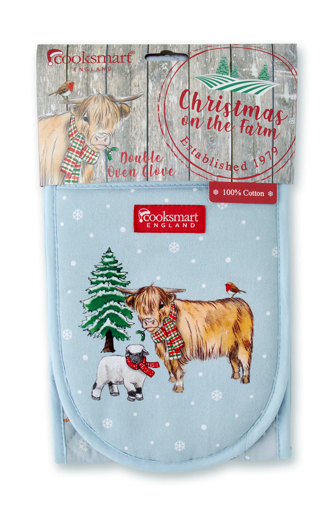 Cooksmart Christmas On The Farm Double Oven Glove in the packaging