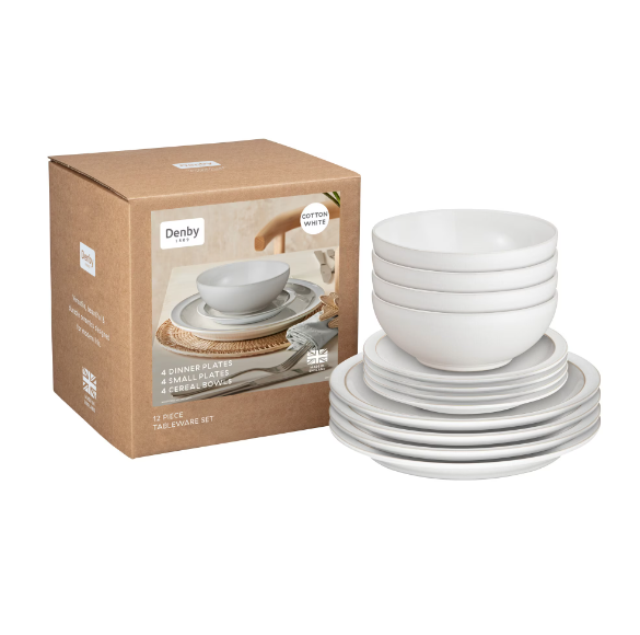 Cotton White 12 piece tableware set