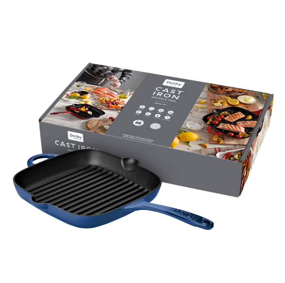 Cobalt Cast Iron Griddle Pan with box